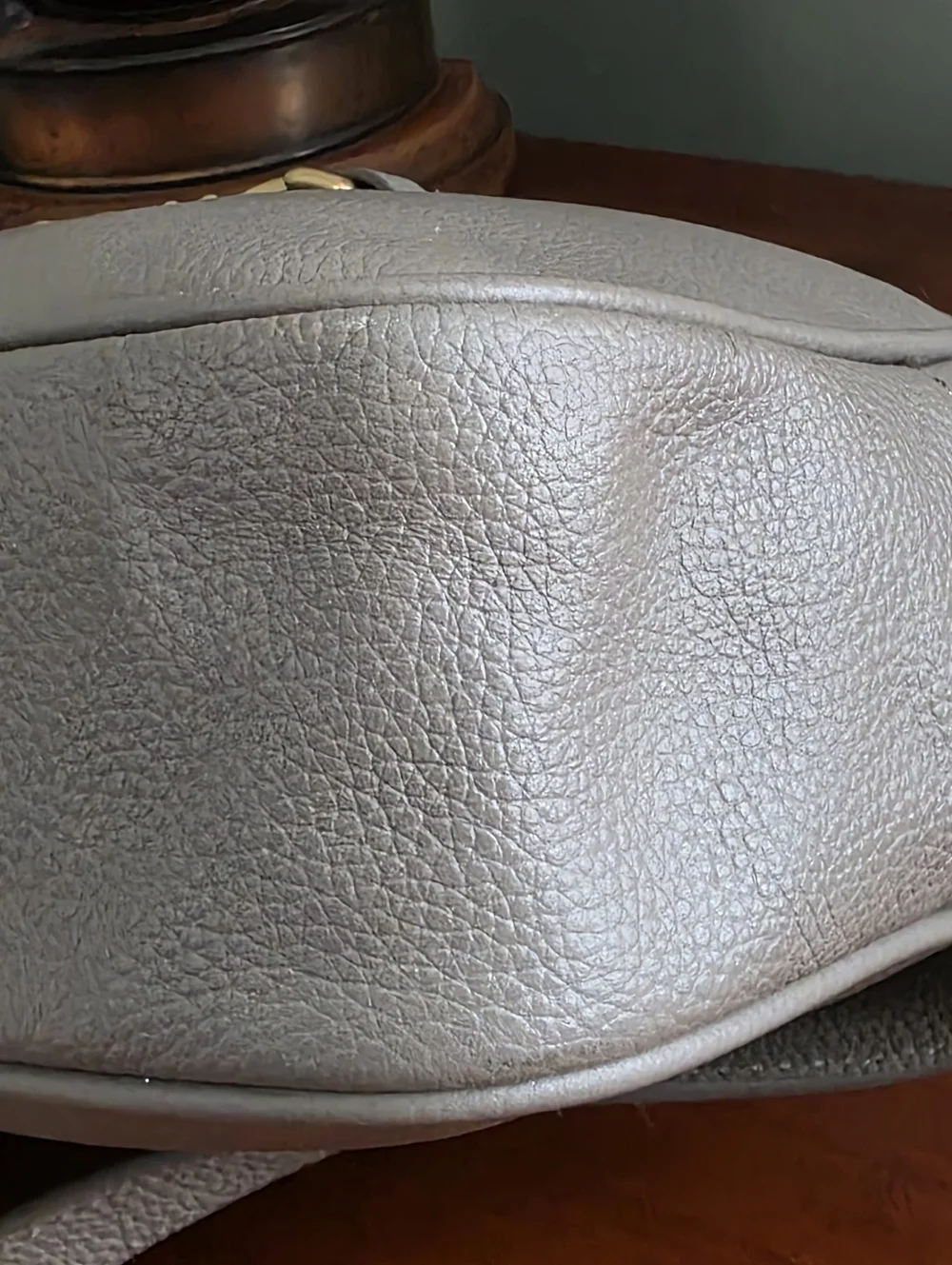Sam Edelman Loraine Horsebit Taupe Pebbled Leather Camera Crossbody Bag